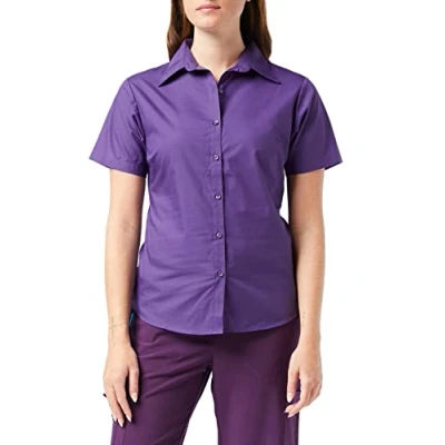 Image of Premier Workwear Ladies Short Sleeve Poplin Blouse Purple 18
