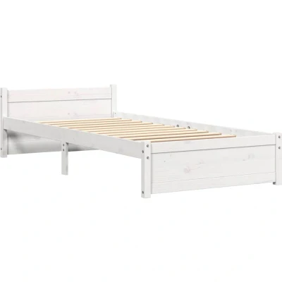 Image of vidaXL Bed Frame without Mattress White Solid Wood 90x190 cm Single