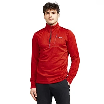 Image of OEX Men&#039;s Basalt Alpine Half Zip Top, Red, M