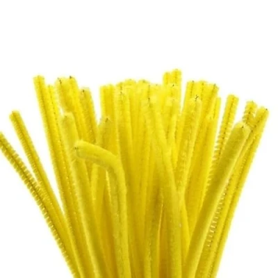 Image of Sequential 50 Yellow Pipe Cleaners for Craft 30cm x 6mm, Chenille Stems Arts &amp; Crafts Kids, School Crafting Projects