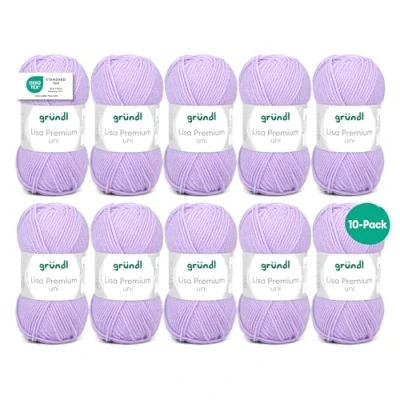 Image of Grundl Lisa Premium Uni Pack of 10 Balls, Lilac 09, 10x 50g