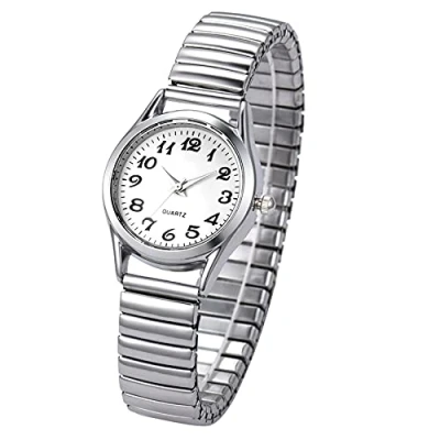 Image of JewelryWe Women&#039;s Ultra Thin Easy Reader Watch with Elastic Strap, Golden for Mothers Day