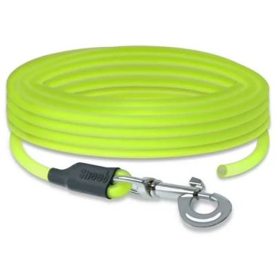 Image of 15m round leash, drag neon yellow, dog training very sturdy, dirt and water repellent