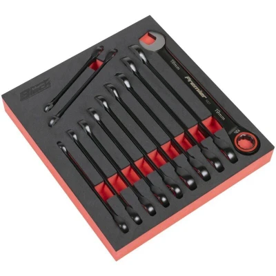 Image of Premier Black Combination Ratchet Spanner Set 12 Piece