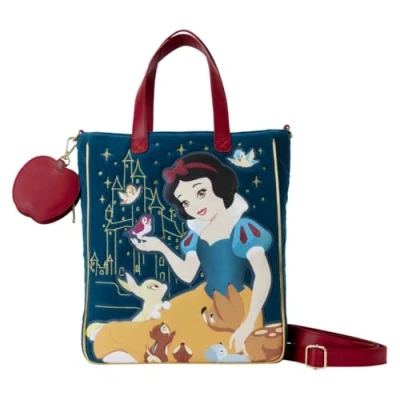 Image of Loungefly Disney Snow White Heritage Quilted Velvet Kids Tote Bag Multi