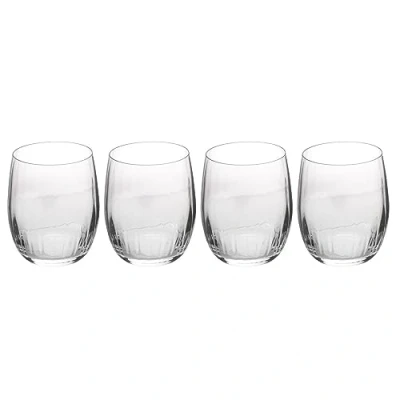 Image of MIKASA Treviso Crystal Stemless Wine Glass, 350ml, Set of 4 Lead Free, Clear Fine Glasses with Rippled Effect for Celebrations