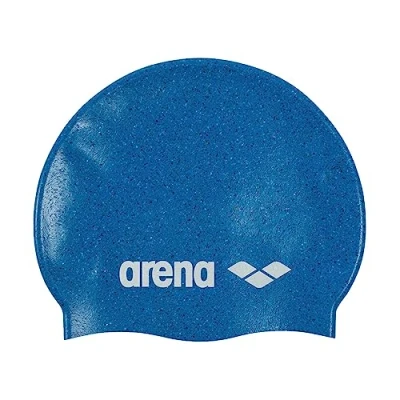 Image of Arena Junior Recycled Silicone Unisex Swim Cap for Girls and Boys Comfortable Durable Kids’ Pool Bathing Cap, One Size, Blue Multi