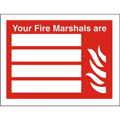 Image of Seco Your Fire Marshals are &amp; Sign, 200mm x 150mm 1mm Semi Rigid Plastic