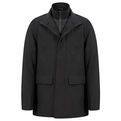 Image of Tokyo Laundry Men&#039;s Indus Faux Wool Funnel Neck Collar Tailored Coat