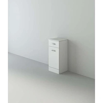 Image of VeeBath Linx Free Standing Laundry Bathroom Cupboard High Gloss White Storage Furniture Cabinet Unit 350 x 330mm
