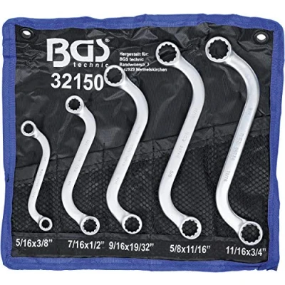 Image of BGS 32150 S Type Double Ring Spanner Set Inch Sizes 3/8&quot; 3/4&quot; 5 pcs.