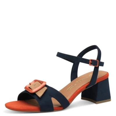 Image of MARCO TOZZI Women&#039;s Sandale mit Absatz 2 28387 44 Heeled, Navy Comb, 6 UK