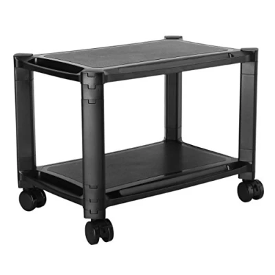 Image of RICOO Office Trolley On Wheels WM4 L Universal Mobile Rolling Container Stackable Wheeled Storage Rack Printer Stand Scanner Smart Utility Cart 2 Tier Plastic Black
