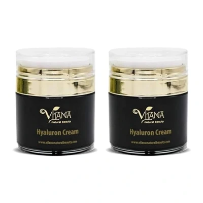 Image of Vilana Natural Beauty Hyaluron Cream 100% Natural, Sulphate Free, Vegan Face Suitable for All Skin Types 2x50ml with Hyaluronic Acid &amp; Essential Oils Moisturises Protects from Ageing
