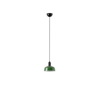 Image of Tatawin Small Dome Pendant Ceiling Light Black, Gloss Green 1x E27