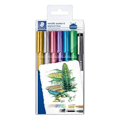 Image of STAEDTLER 8323 SWP6P Metallic Markers Multi Colour (Pack of 6)