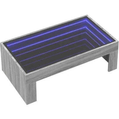 Image of vidaXL Coffee Table with Infinity LED Grey Sonoma 90x50x30 cm