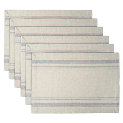 Image of DII French Stripe Tabletop Collection Farmhouse Style Dining Table Linen Placemat Set, 13x19, Taupe/Gray, 6 Piece