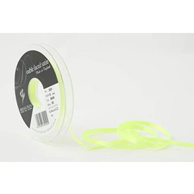 Image of Berisfords Double FACE Poly Satin Ribbon, Flo Yellow, 5 mm