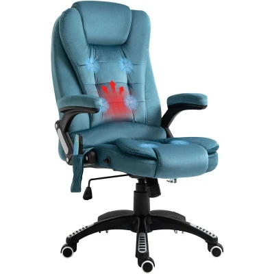 Image of Vinsetto Executive Reclining Chair W/Heating Massage Points Relaxing Headrest Blue