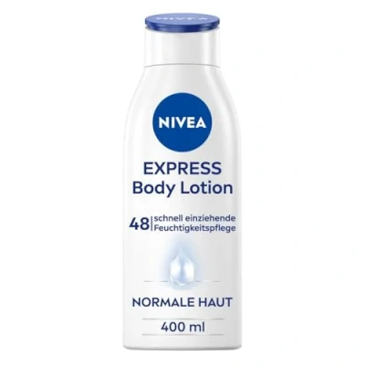 Image of NIVEA Express Body Lotion (400 ml), Extra Fast Absorbing 3 in 1 Formula: 48h Care, Smoothness and Naturally Beautiful Skin