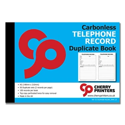 Image of Cherry NCR Telephone Record Duplicate Book A5 50 Sets 100 Records