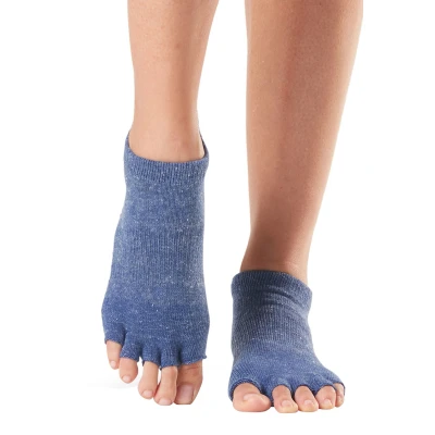 Image of Mens and Women&#039;s 1 Pair ToeSox Half Toe Organic Cotton Low Rise Yoga Socks Navy Blue S