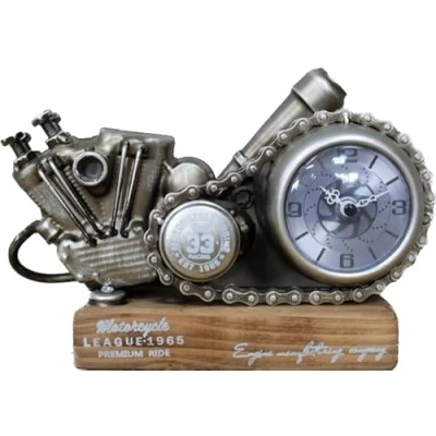 Image of Venture Vehicles Ltd Quirky Motorbike Engine Style Industrial Desk Clock