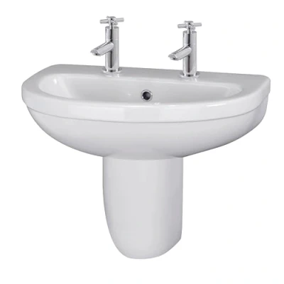 Image of Round 2 Tap Hole Basin &amp; Semi Pedestal 550mm