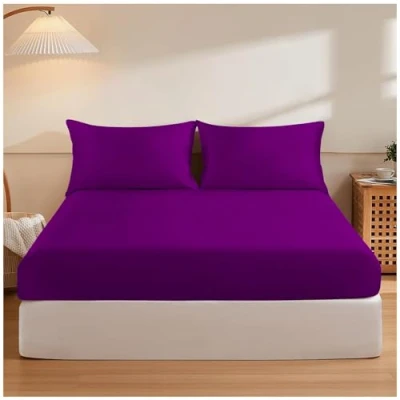 Image of Fitted Sheets Single Berry Polycotton Elasticated Corner Bed Sheet 10&quot;/(25CM) Deep Pockets Bottom (90 X 190 Cm) Machine Washable
