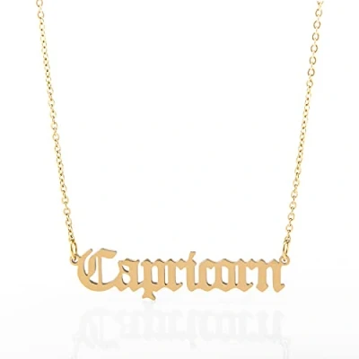 Image of Minegreet Old English Zodiac Necklace for Women, Horoscope Birth Star Sign Letter Astrology Constellation Birthday Gift (Capricorn Gold)