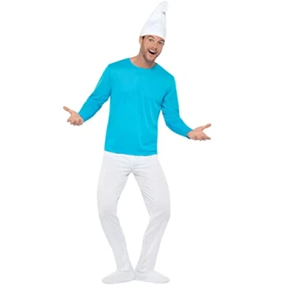 Image of Funidelia Smurf Costume for man The Smurfs, Cartoons, Dwarf Costumes adults, accessory fancy dress &amp; props Halloween, carnival parties Size XXXL Blue