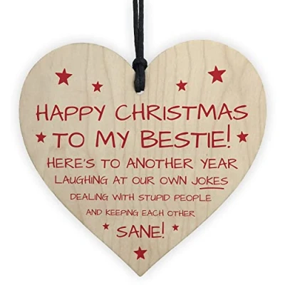 Image of Red Ocean Happy Christmas To My Best Friend Novelty Hanging Heart Friendship Gift For Funny Gifts Girls
