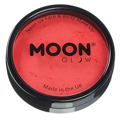 Image of Pro Intense Neon UV Face &amp; Body Paint Cake Pots by Moon Glow Red Professional Water Based Makeup for Adults, Kids 36g