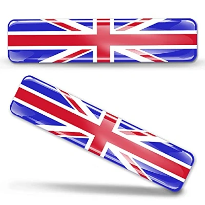 Image of Biomar Labs® 2 x 3D Domed Silicone Stickers Decals England UK Union Jack National United Kingdom Great Britain Flag Car Motorcycle Helmet F 26