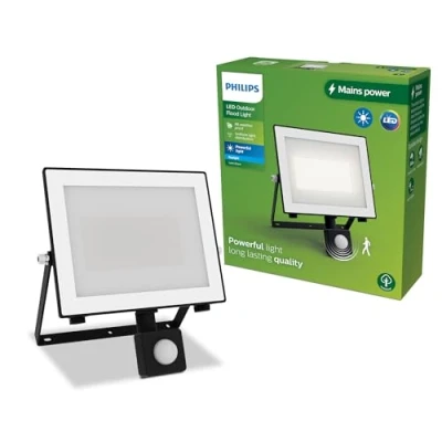 Image of PHILIPS Lois Outdoor Floodlight with Sensor, 50 W, 5000 K, Black