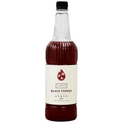 Image of Simply Black Forest Syrup, Vegan &amp; Nut Free Flavoured Syrup for Coffee, Cocktails Baking, 1 Litre (Pack of 1)