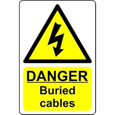 Image of Danger Buried Cables Safety Sign Self Adhesive Sticker (100mm x 150mm)