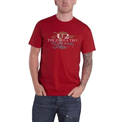 Image of U2 T Shirt Joshua Tree 2017 European Tour Official Mens Red ex L