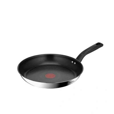 Image of Tefal Titanium Max 28 cm Stainless Steel Frying Pan, Long Lasting Non Stick Smart Cooking Signal Technology Suitable for All Hobs + Induction