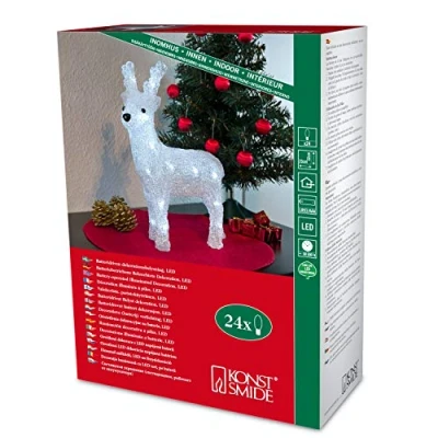 Image of Konstsmide Light Up Reindeer : Battery 32cm high 3D Acrylic Christmas Decoration 24 White LEDs 6158 203