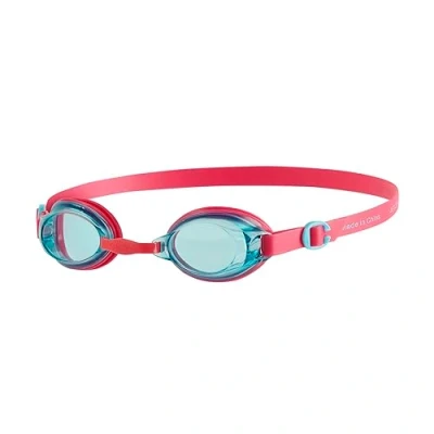 Image of Speedo Junior Jet V2 Swimming Goggles Kids Swim Comfortable Fit Adjustable Design Anti Fog Leak Learn to Swim, Ecstatic Pink/Aquatic Blue, One Size