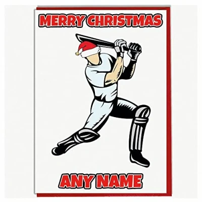 Image of AK Giftshop Personalised Cricket Player Christmas Card