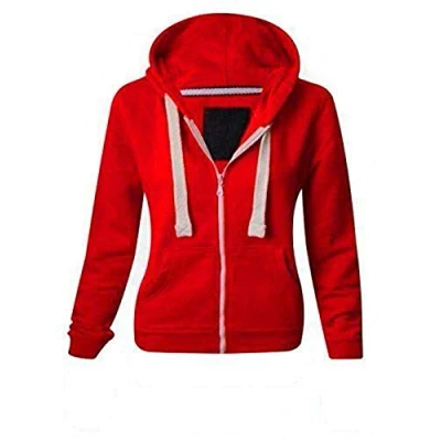 Image of Zaif &amp; Hari® Kids Girls Boys Unisex Plain Fleece Hoodie Zip Up Style Zipper Age 2 13 (13 Years, Red)