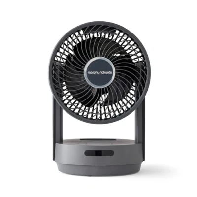 Image of Morphy Richards Airflex Circulating Desktop Fan, Remote Control, Touch Panel, Air Circulation Motor, 3 Blade Design, Timer Function, 60 Degree Oscillation, Compact &amp; Portable, Grey, 820002