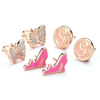 Image of Wicked Glinda Set of 3 Stud Earrings Butterfly, Glinda&#039;s Shoes &amp; &#039;G&#039;