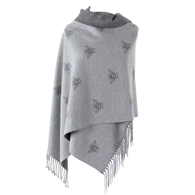 Image of London Scarfs Winter Warmer Reversible Thick Long Bumble Bee Print Fashion Scarf Blanket Wrap (Silver/Grey)