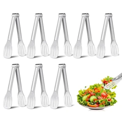 Image of 8 Pack Serving Tongs Buffet，7 Inch Salad Server Kitchen Tongs，Serving Tongs，Buffet Cooking Frying Tongs,Pasta Salad,BBQ,Cake Home Party,Easy to Clean,Easy Grip,Non Stick