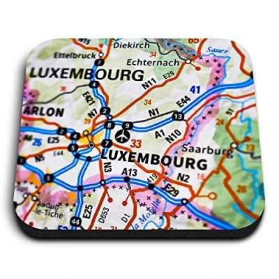 Image of 1 x Square MDF Fridge Magnet Luxembourg Arlon Belgium Map Travel 45633