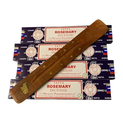 Image of VIE Satya Incense Sticks, 4 Packs x 15g, with Holder, Rosemary